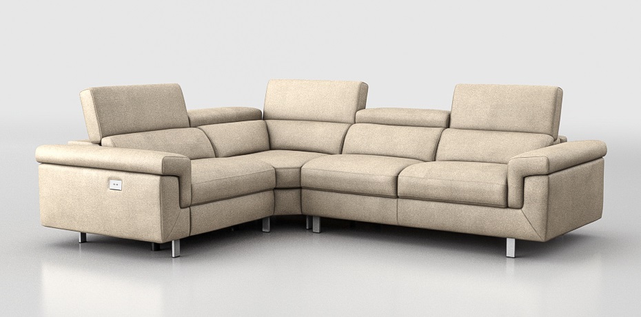 Mazzolano - large corner sofa with 1 electric recliner - left peninsula